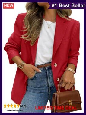 Womens Notch Lapel Open Front Blazer Long Sleeve Business Casual Suit Jacket